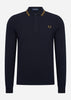 Fred Perry Longsleeve Polo's  LS twin tipped shirt - navy dark caramel 