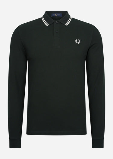 Fred Perry Longsleeve Polo's  LS twin tipped shirt - night green snow white 