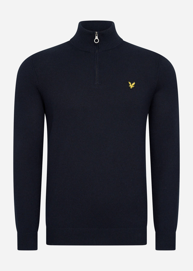 Lyle & Scott Pullover  Cotton merino quarter zip jumper - dark navy 