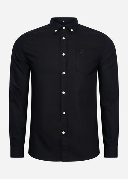 Lyle & Scott Overhemden  Tonal eagle regular fit light weight oxford shirt - jet black 