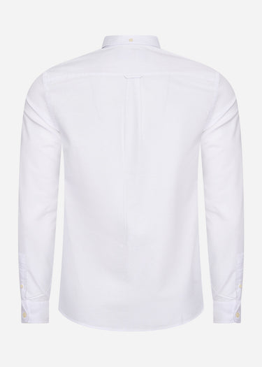 Lyle & Scott Overhemden  Tonal eagle regular fit light weight oxford shirt - white 