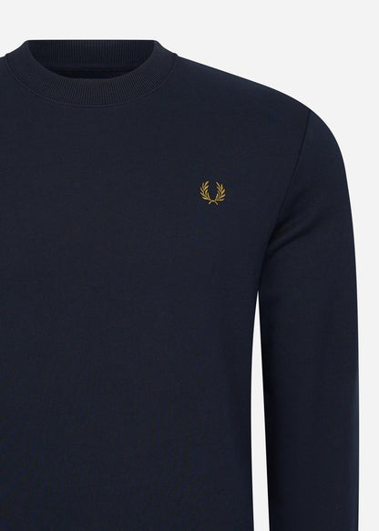 Fred Perry Truien  Crew neck sweatshirt - navy dark caramel 