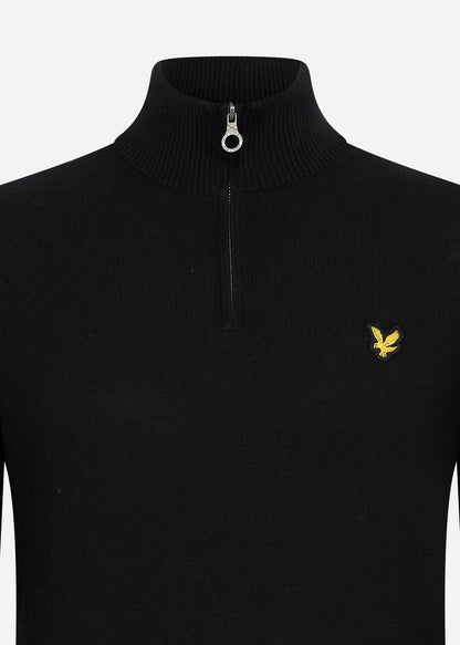 Lyle & Scott Truien  Cotton merino quarter zip jumper - jet black 