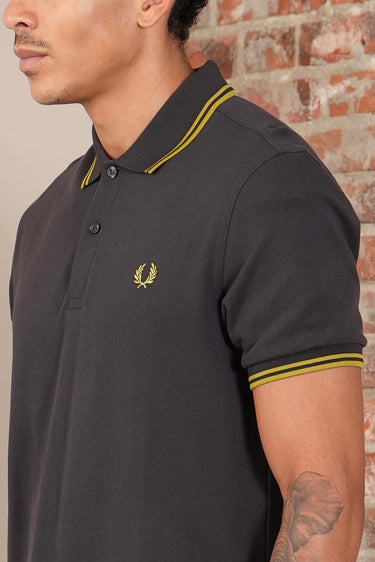 Fred Perry Polo's Twin tipped fred perry shirt - Anchor Grey Tennis Ball Yellow