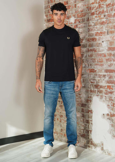 Fred Perry T-shirts Contrast tape ringer t-shirt - black champagne