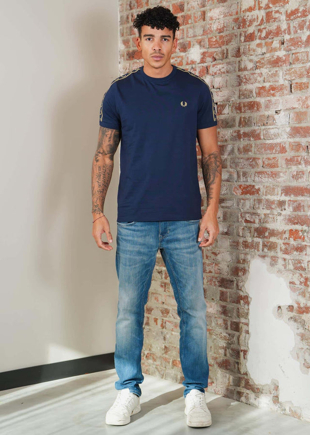 Fred Perry T-Shirts Contrast tape ringer t-shirt - tennis blue champagne