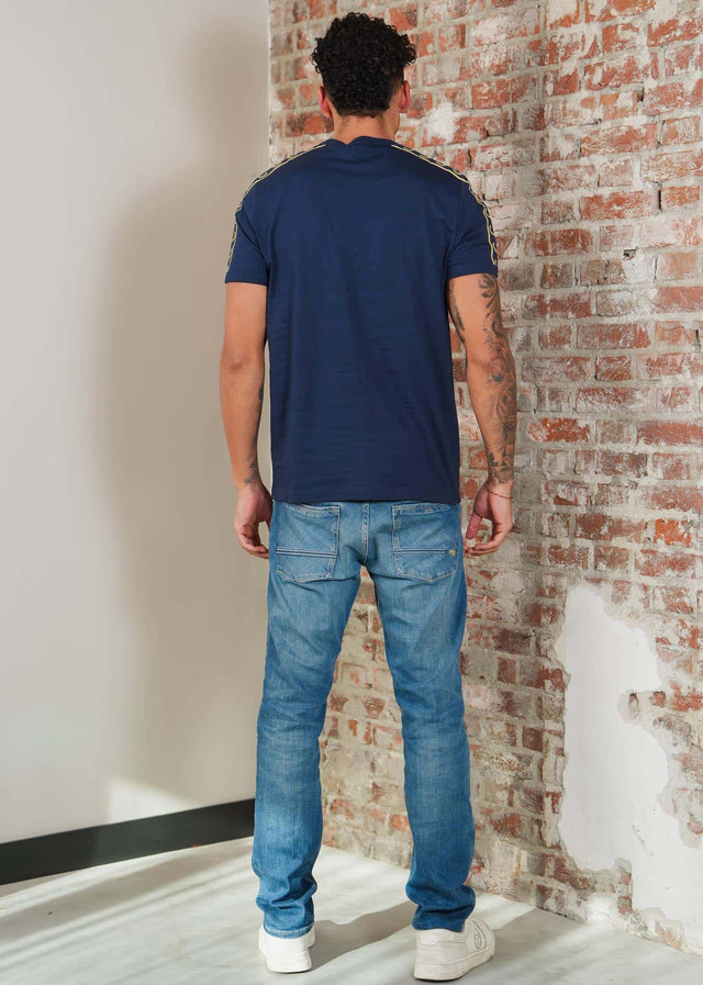 Fred Perry T-Shirts Contrast tape ringer t-shirt - tennis blue champagne