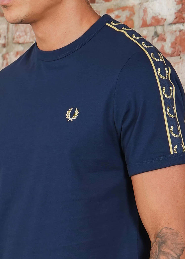 Fred Perry T-Shirts Contrast tape ringer t-shirt - tennis blue champagne