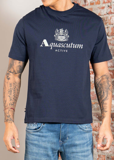 Aquascutum T-shirts Big logo t-shirt - navy