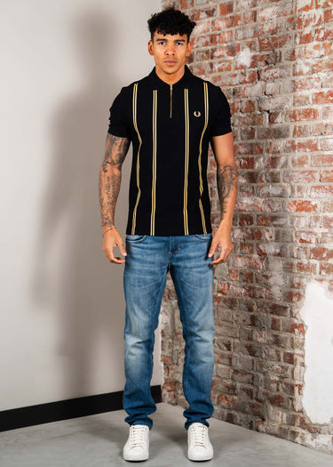 Fred Perry Polo's Vertical stripe polo shirt - black champagne