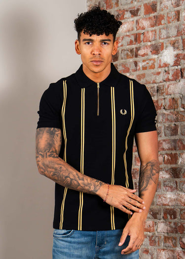 Fred Perry Polo's Vertical stripe polo shirt - black champagne