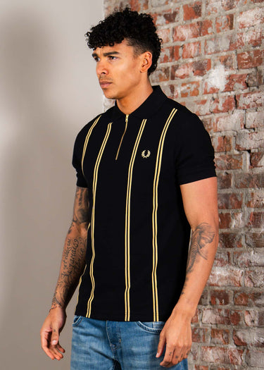 Fred Perry Polo's Vertical stripe polo shirt - black champagne