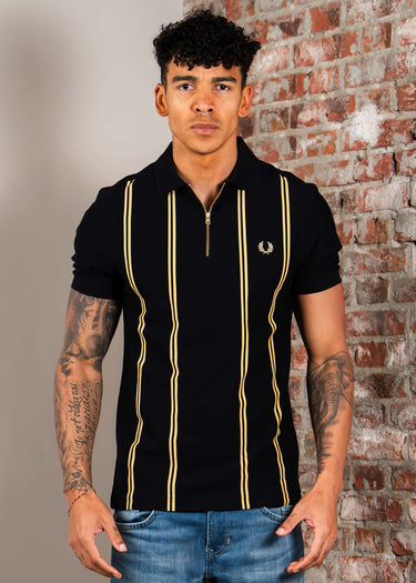 Fred Perry Polo's Vertical stripe polo shirt - black champagne