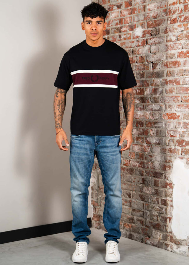 Fred Perry T-Shirts Embroidered panel t-shirt - black