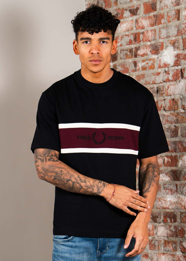 Fred Perry T-Shirts Embroidered panel t-shirt - black