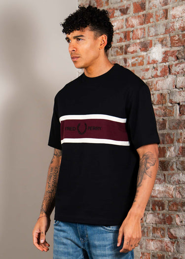Fred Perry T-shirts Embroidered panel t-shirt - black