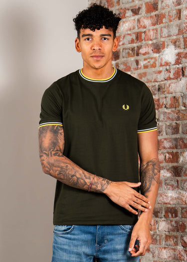 Fred Perry T-shirts Twin tipped t-shirt - hunting green light ice lemon barley