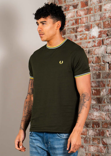 Fred Perry T-shirts Twin tipped t-shirt - hunting green light ice lemon barley