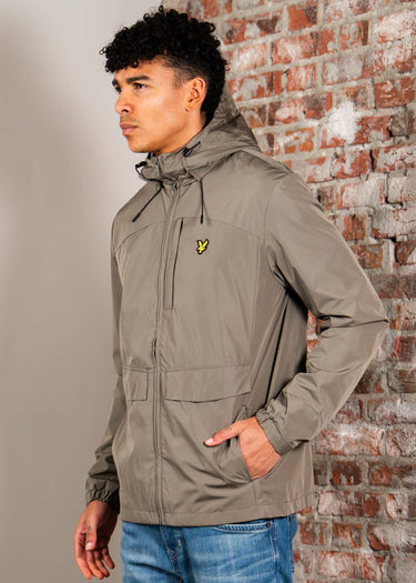 Lyle & Scott Jassen Lightweight hooded zip through jacket - khaki ash