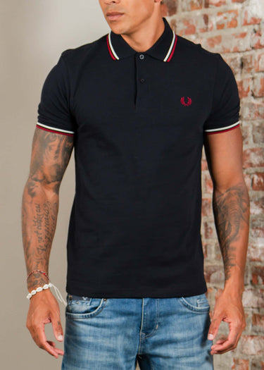 Fred Perry Polo's Twin tipped fred perry shirt - navy snow white burnt red
