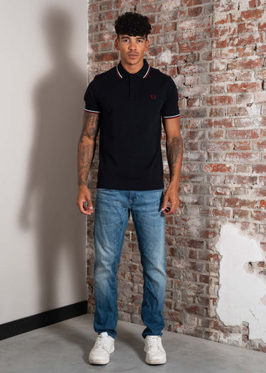 Fred Perry Polo's Twin tipped fred perry shirt - navy snow white burnt red