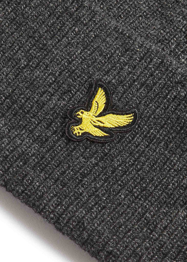 Lyle & Scott Mützen Lambswool blend ribbed beanie - charcoal marl