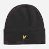 Lyle & Scott Mutsen Lambswool blend ribbed beanie - jet black marl