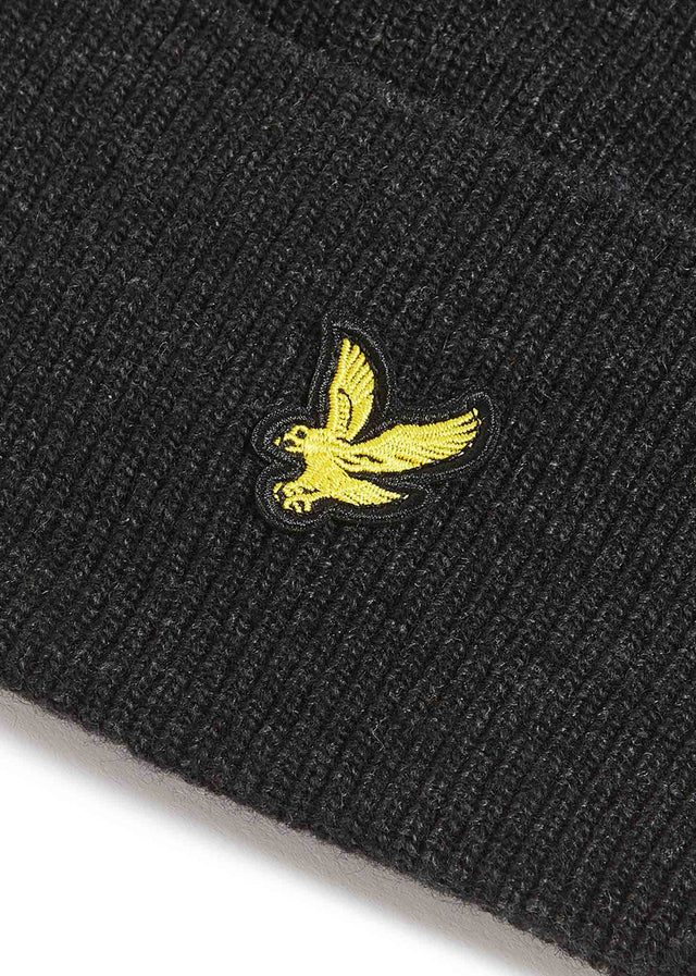 Lyle & Scott Mützen Lambswool blend ribbed beanie - jet black marl
