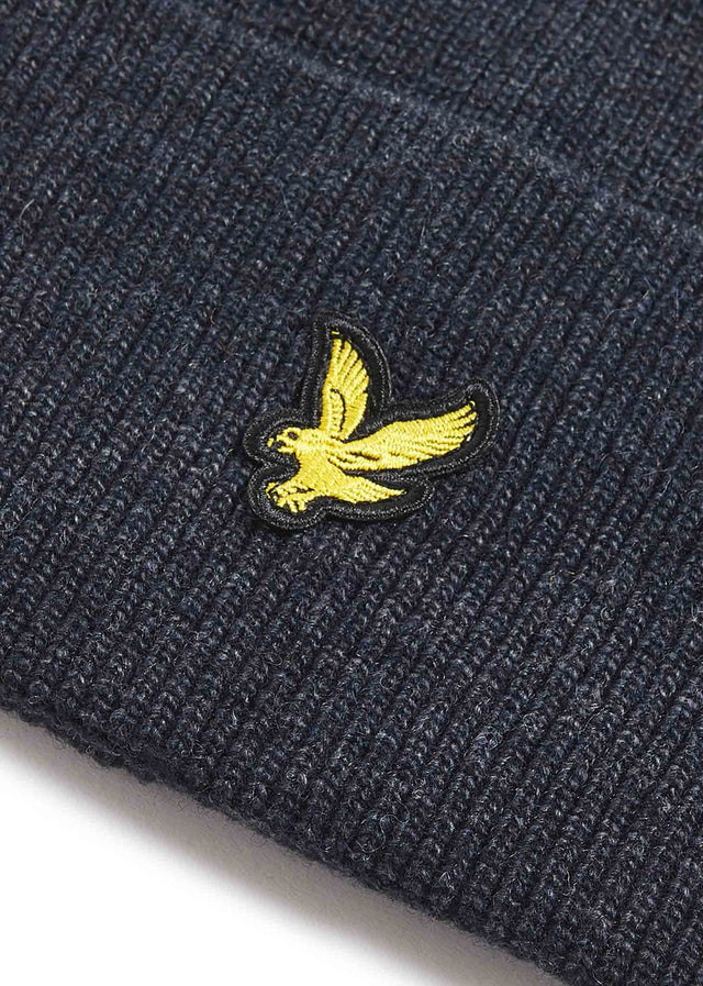Lyle & Scott Mützen Lambswool blend ribbed beanie - dark navy marl