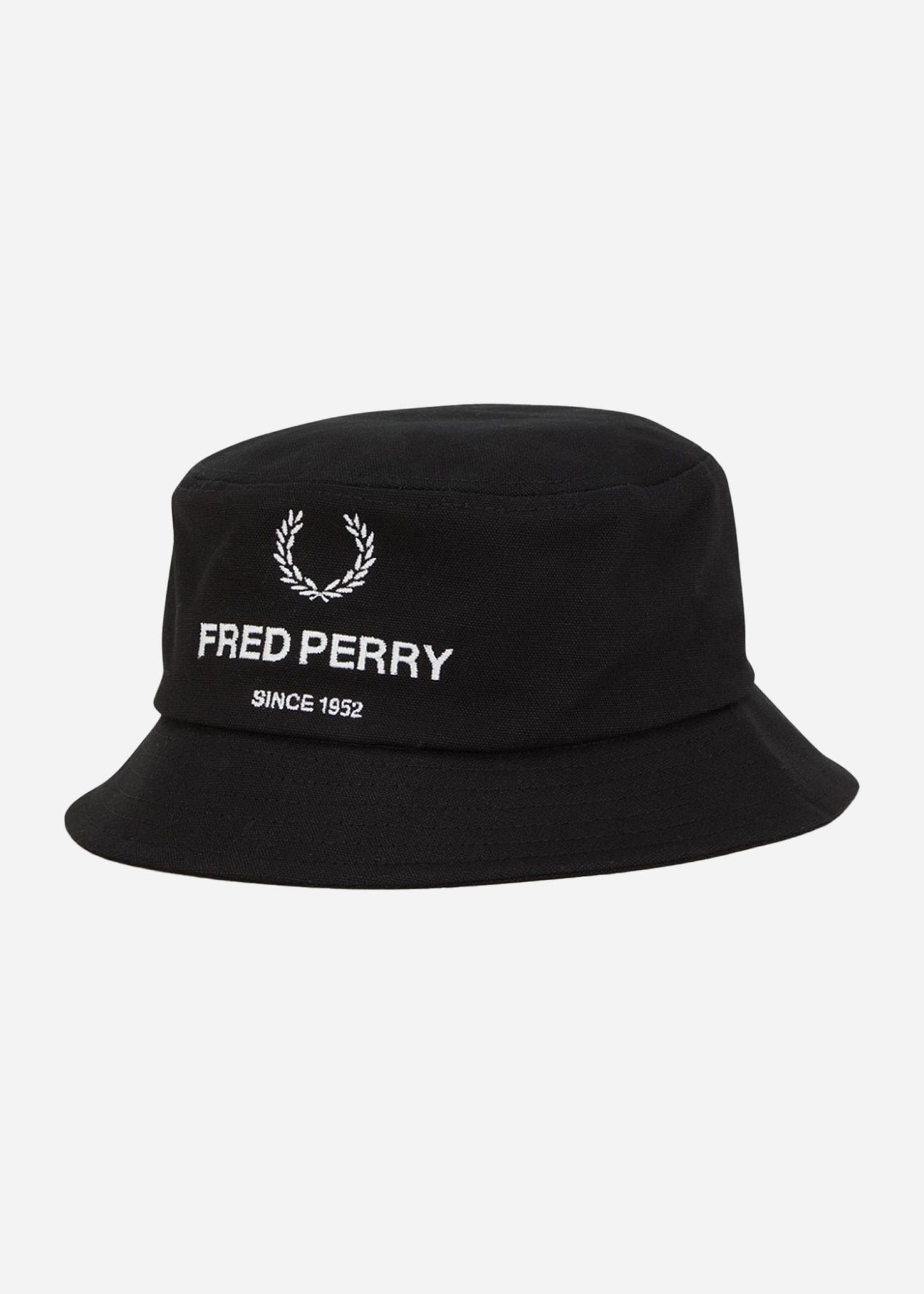 Fred Perry Bucket Hats  Cotton canvas branded bkt hat - black 