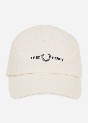 Fred Perry Petten 5 panel flap twill cap - ecru