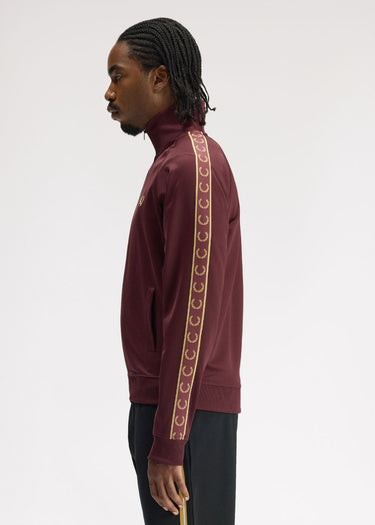 Fred Perry Vesten Contrast tape track jacket - oxblood champagne