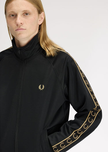 Fred Perry Vesten Contrast tape track jacket - black champagne