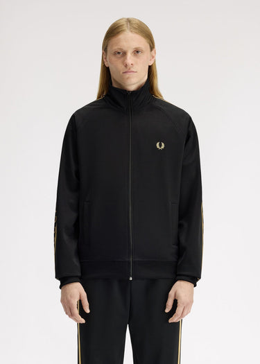 Fred Perry Vesten Contrast tape track jacket - black champagne