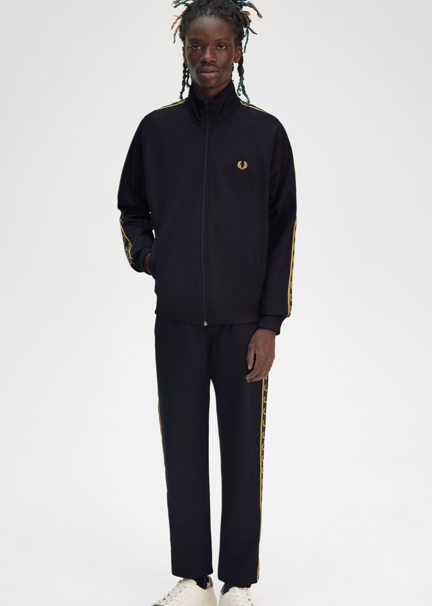 Fred Perry Jassen Contrast taped track jacket - navy honeycomb