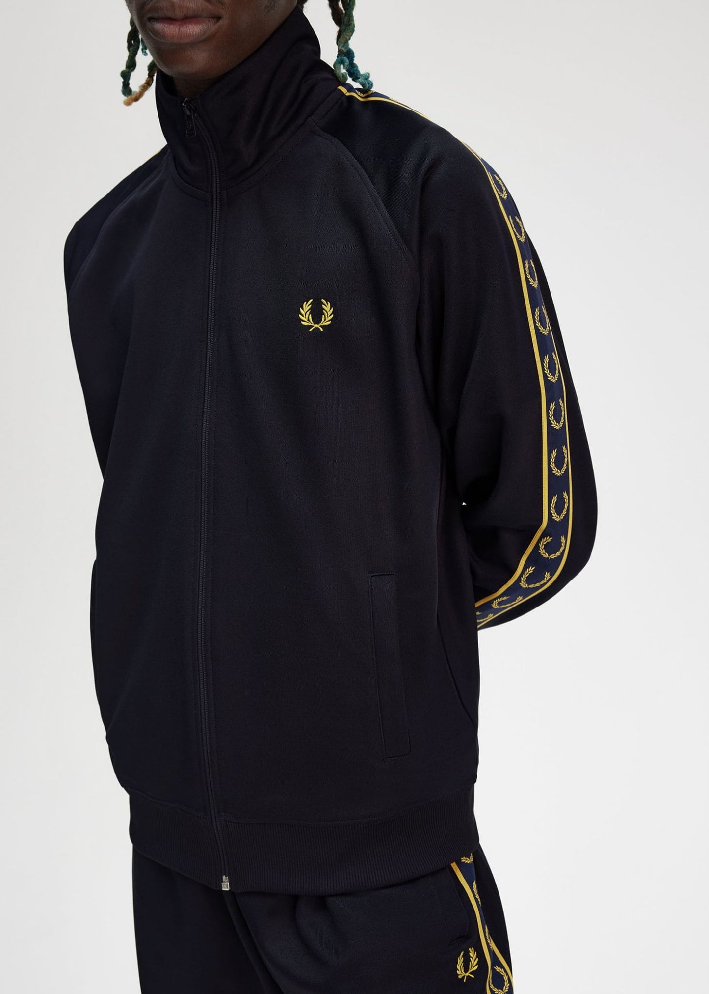 Fred Perry Jassen Contrast taped track jacket - navy honeycomb