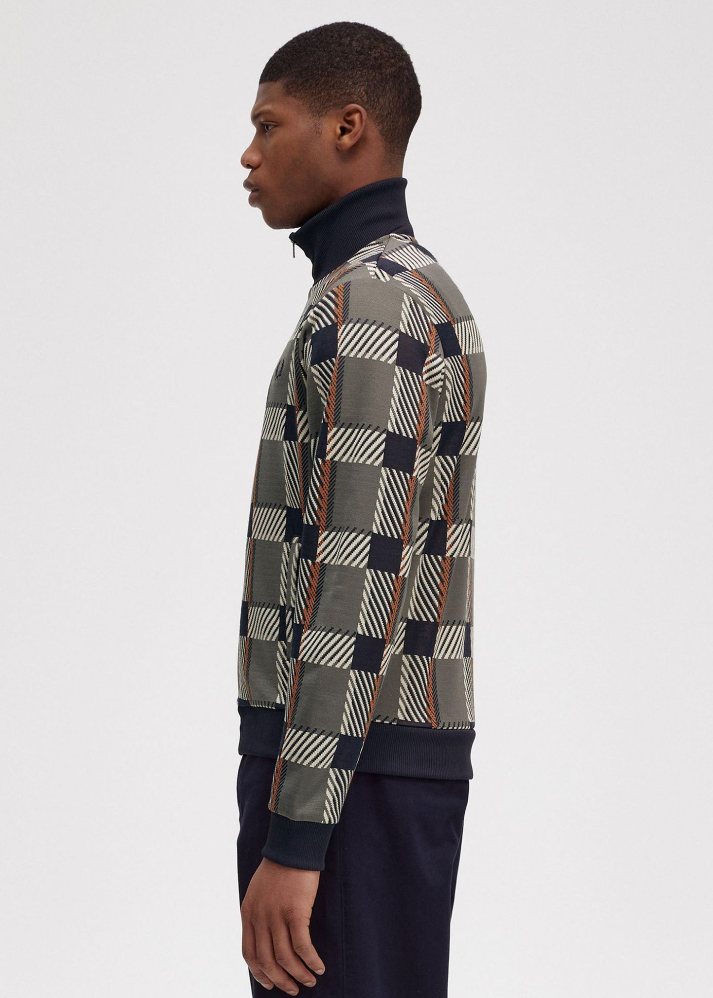 Fred Perry Vesten  Glitch tartan track jacket - field green 