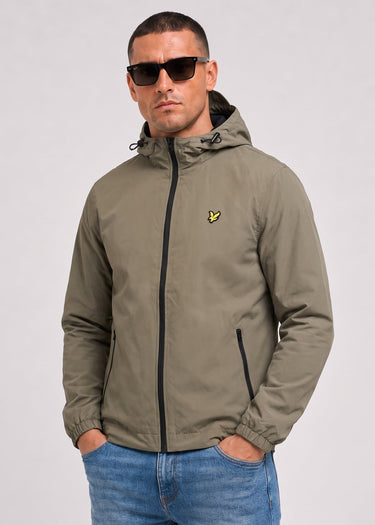 Lyle & Scott Jassen Contrast zip through hooded jacket - khaki ash jet black