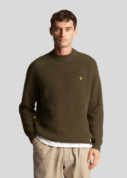 Lyle & Scott Truien  Shaker stitch mock neck - olive 