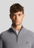 Lyle & Scott Truien  Ribbed quarter zip jumper - mid grey marl 