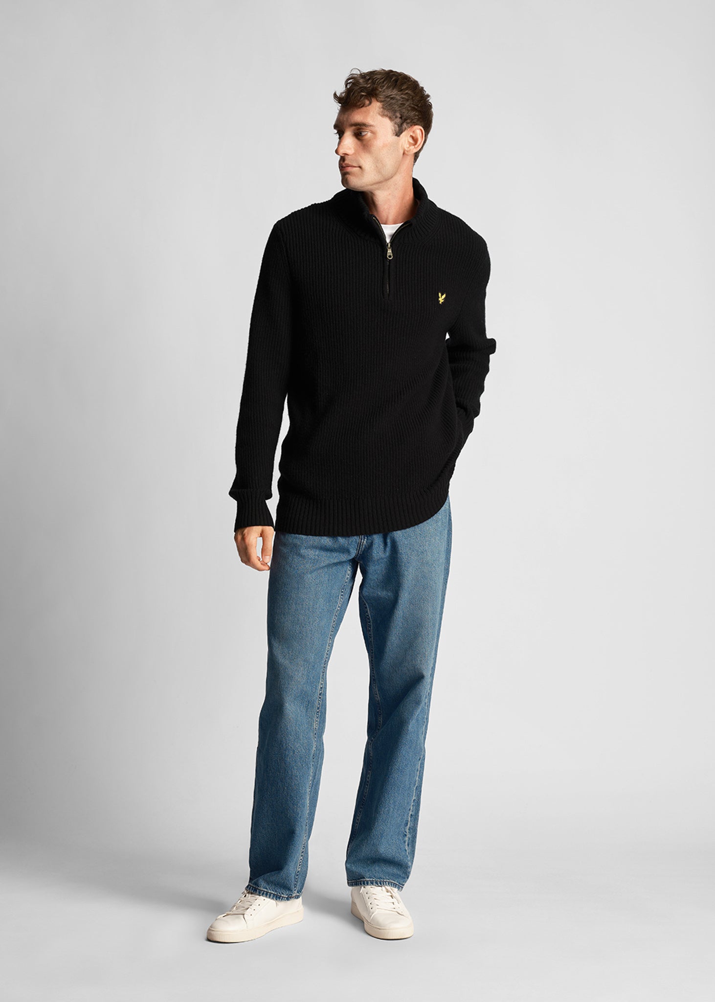 Lyle & Scott Truien  Ribbed quarter zip jumper - jet black 