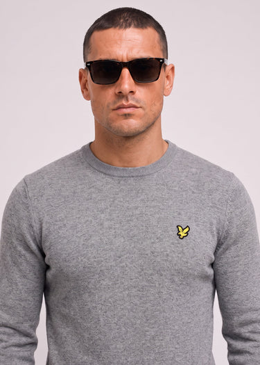Lyle & Scott Truien Cotton merino crew neck jumper - mid grey marl