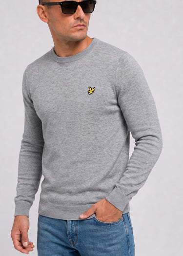Lyle & Scott Truien Cotton merino crew neck jumper - mid grey marl