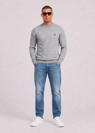 Lyle & Scott Truien Cotton merino crew neck jumper - mid grey marl