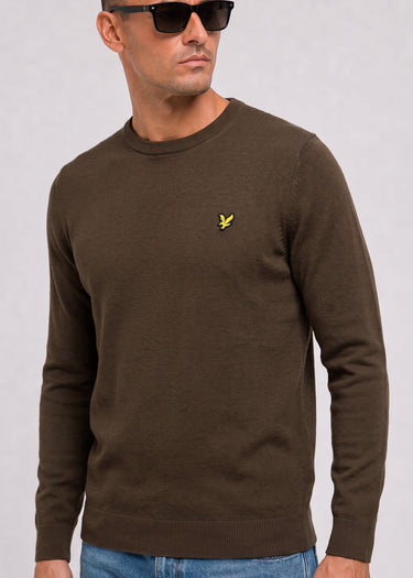 Lyle & Scott Truien Cotton merino crew neck jumper - sepia brown