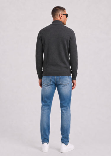 Lyle & Scott Truien Cotton merino quarter zip jumper - charcoal marl
