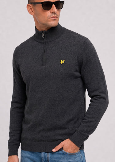 Lyle & Scott Truien Cotton merino quarter zip jumper - charcoal marl