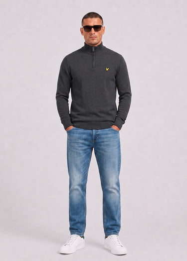 Lyle & Scott Truien Cotton merino quarter zip jumper - charcoal marl