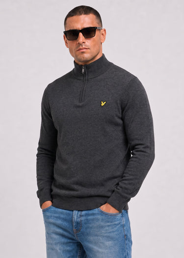 Lyle & Scott Truien Cotton merino quarter zip jumper - charcoal marl
