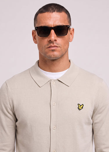 Lyle & Scott Overhemden Cotton merino knitted shirt - cove